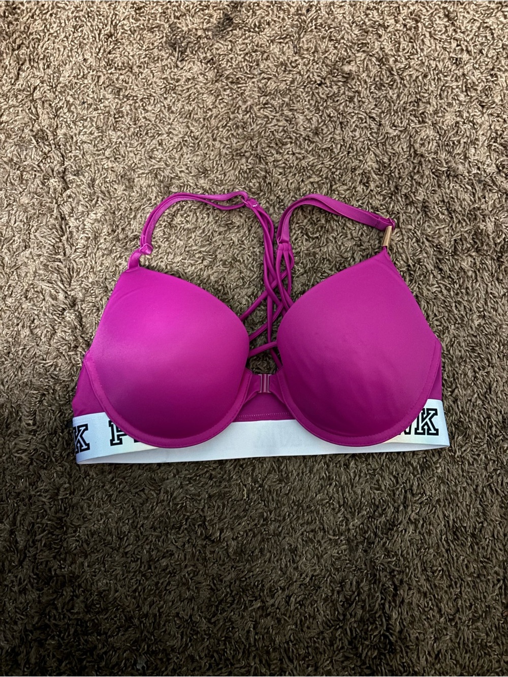 PINK Victoria's Secret Hot Pink Strappy Back Push-Up Bra